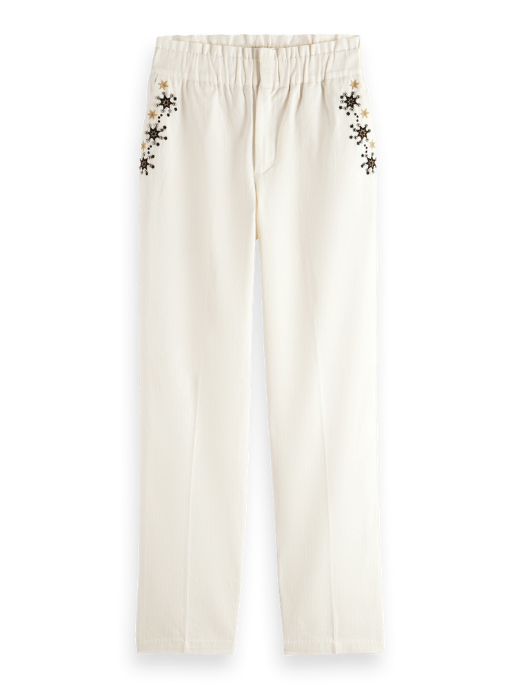 Embroidered High Rise Pant
