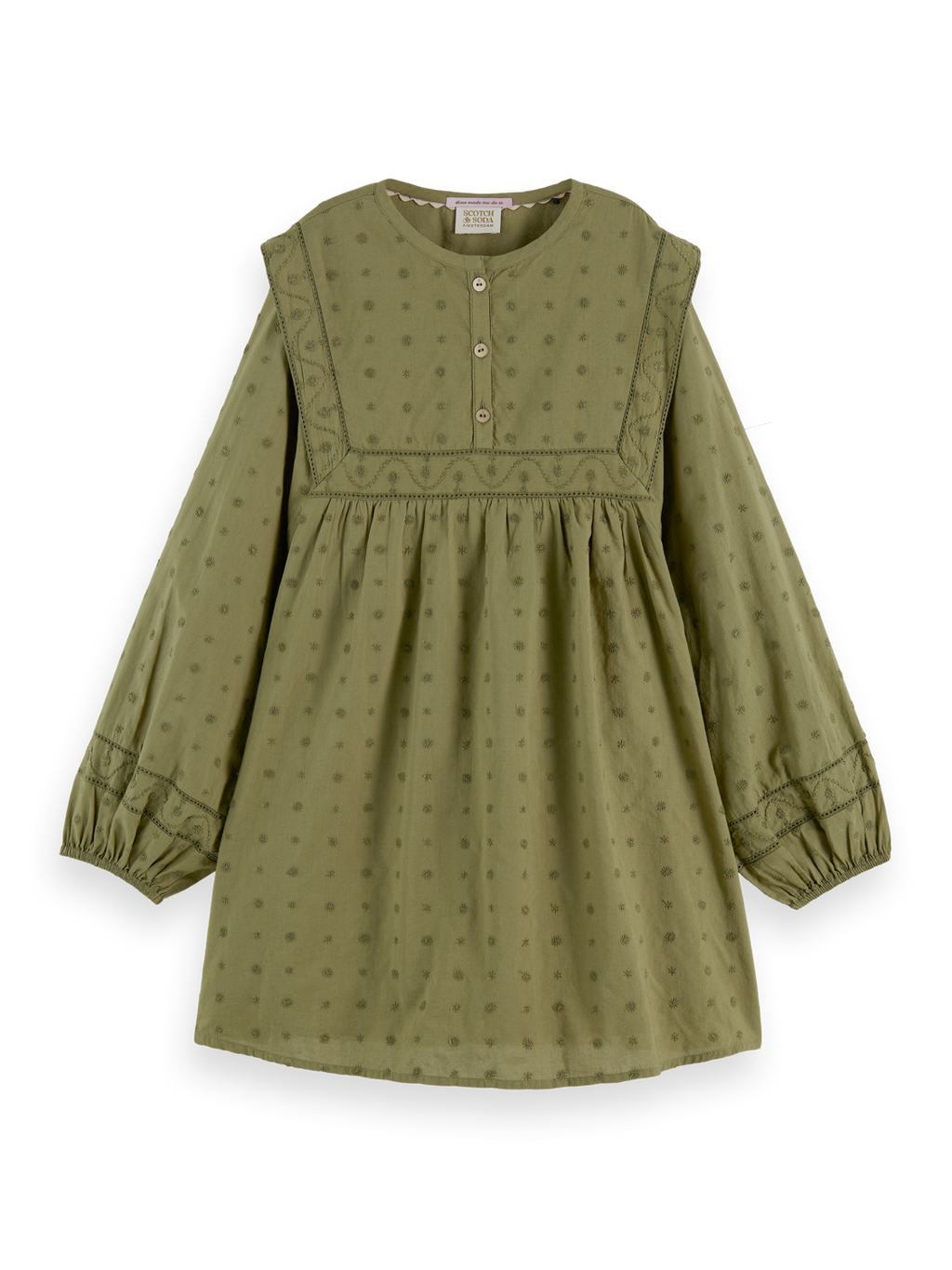 Girls' Broderie Anglaise Panel Dress
