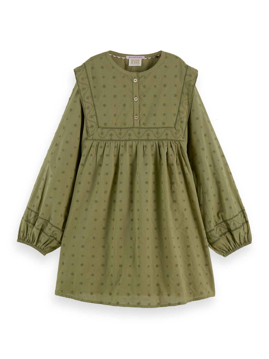 Girls' Broderie Anglaise Panel Dress