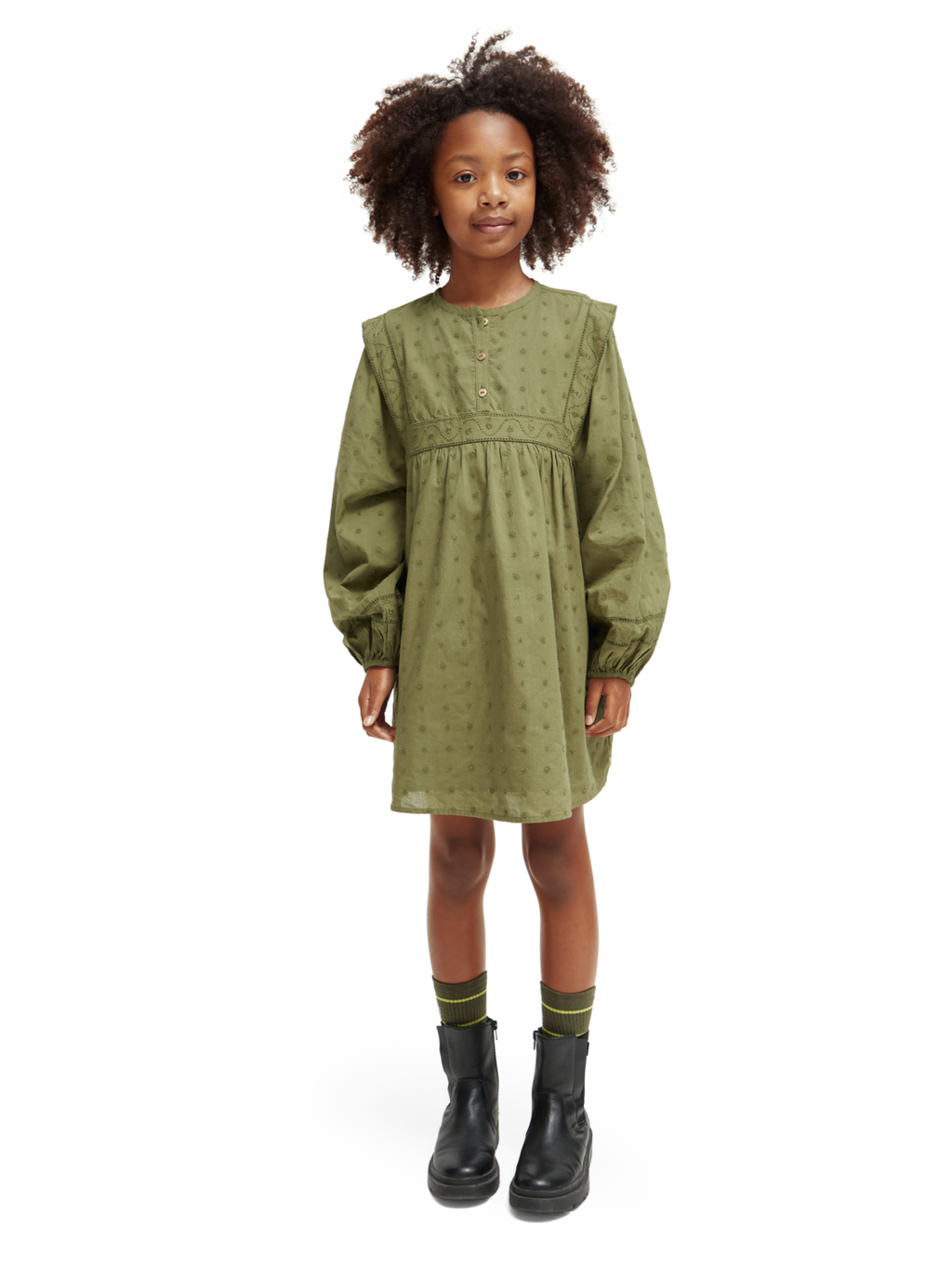 Girls' Broderie Anglaise Panel Dress