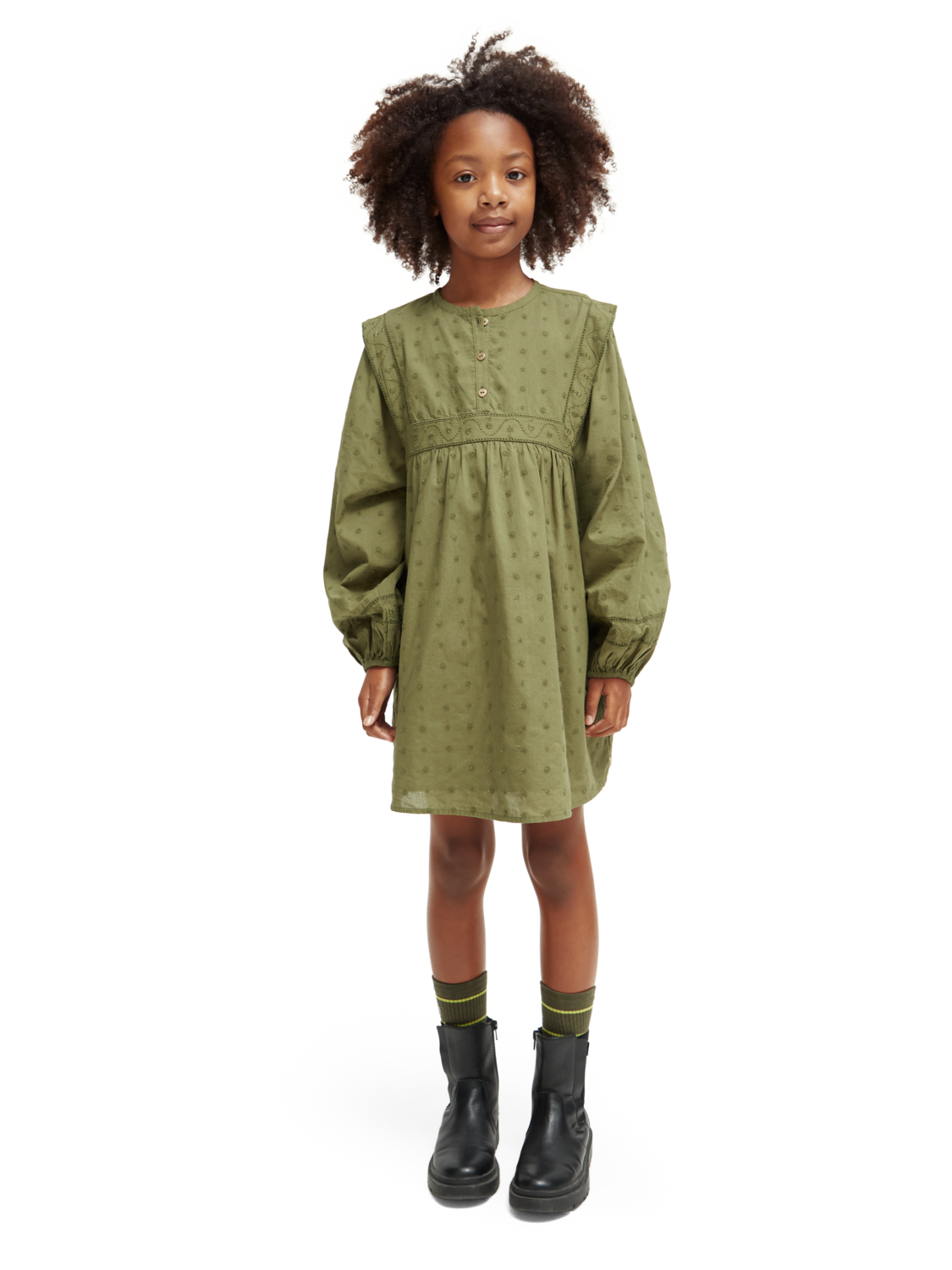 Girls' Broderie Anglaise Panel Dress