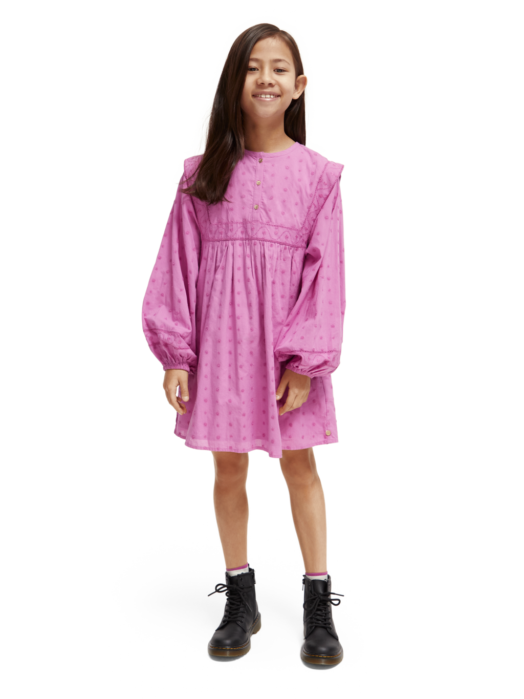 Girls' Broderie Anglaise Panel Dress