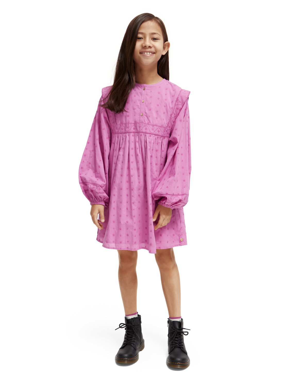 Girls' Broderie Anglaise Panel Dress