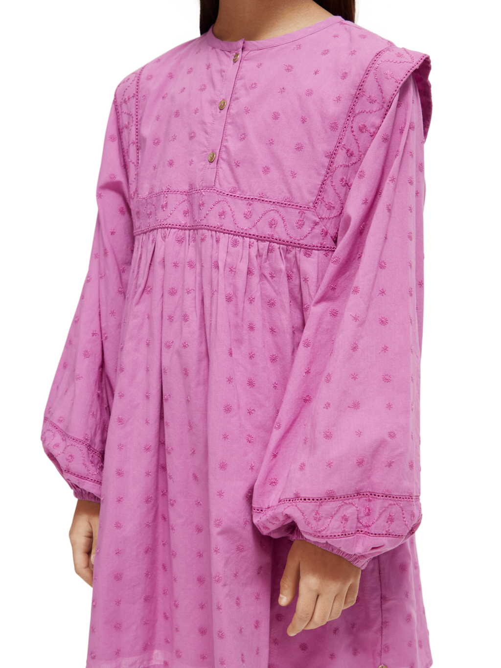 Girls' Broderie Anglaise Panel Dress