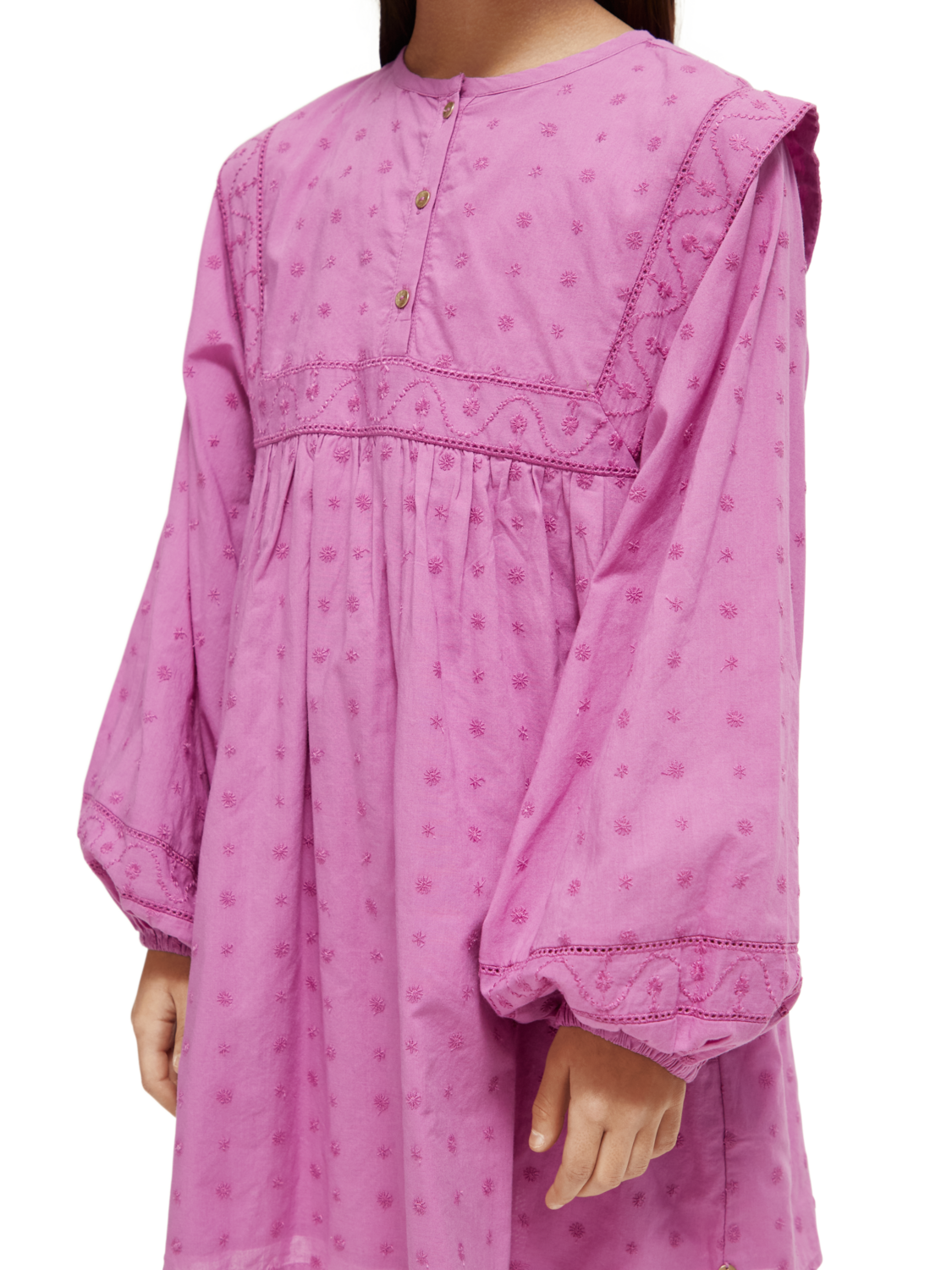 Girls' Broderie Anglaise Panel Dress