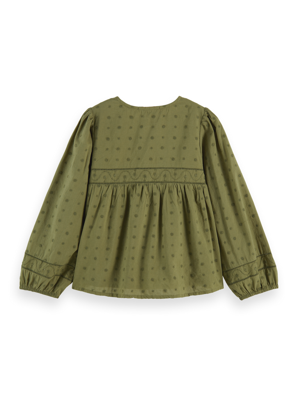 Girls' Broderie Anglaise Paneled Top