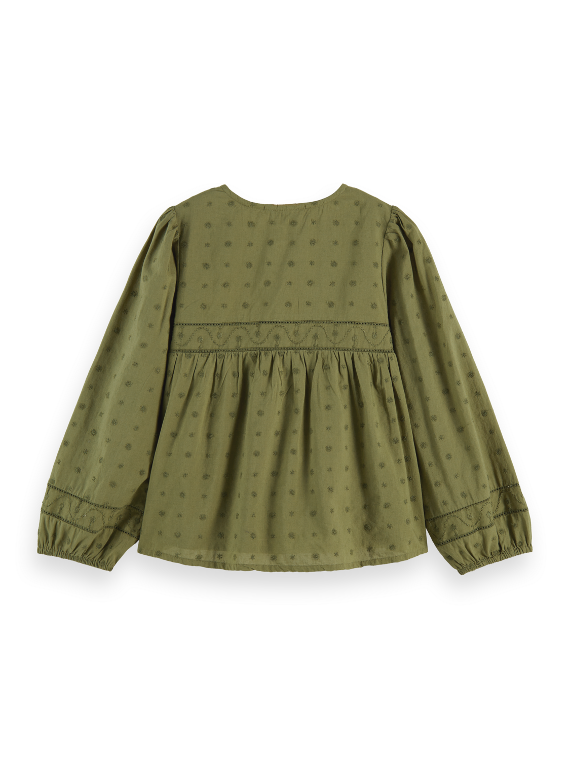 Girls' Broderie Anglaise Paneled Top
