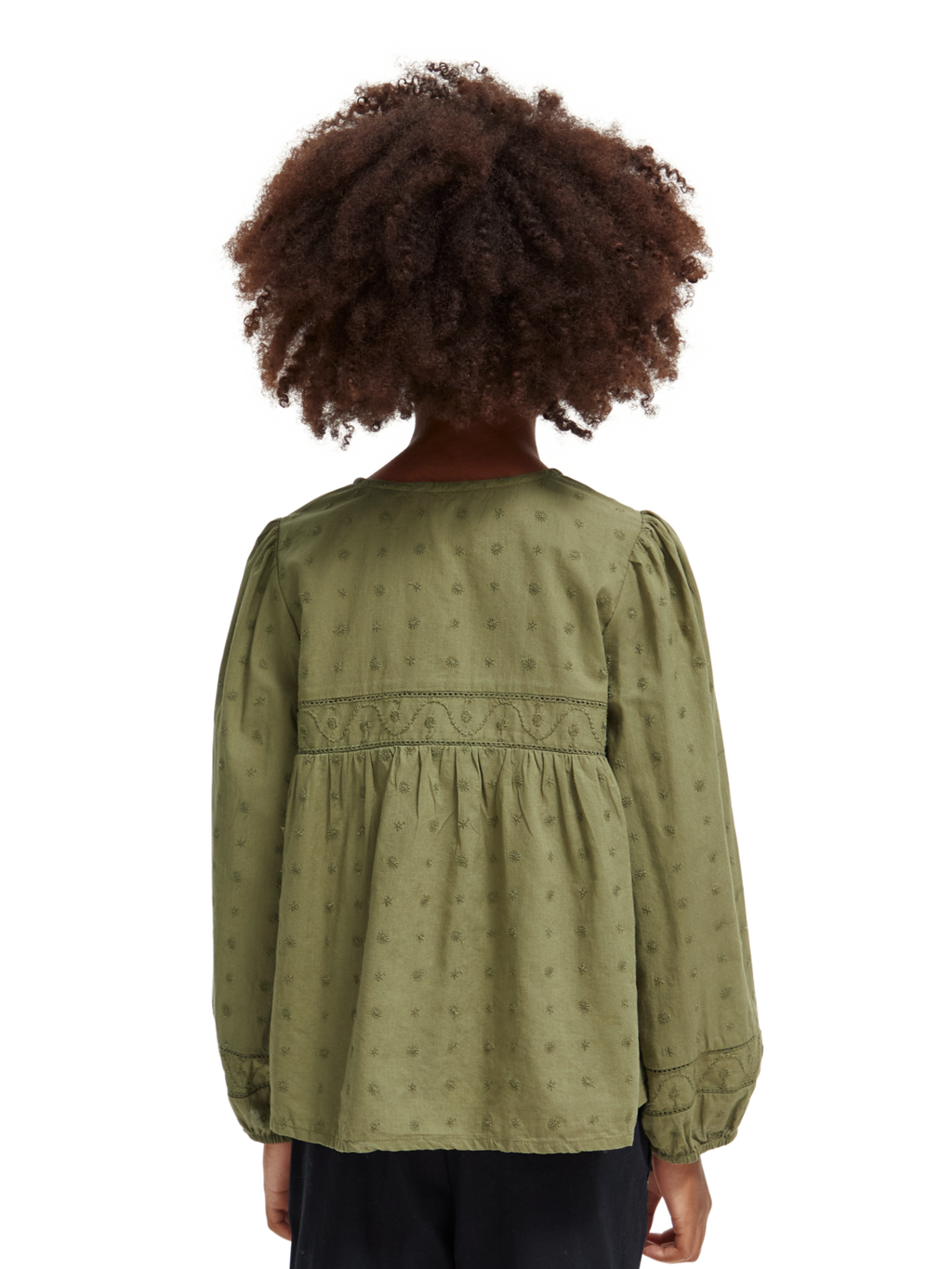 Girls' Broderie Anglaise Paneled Top