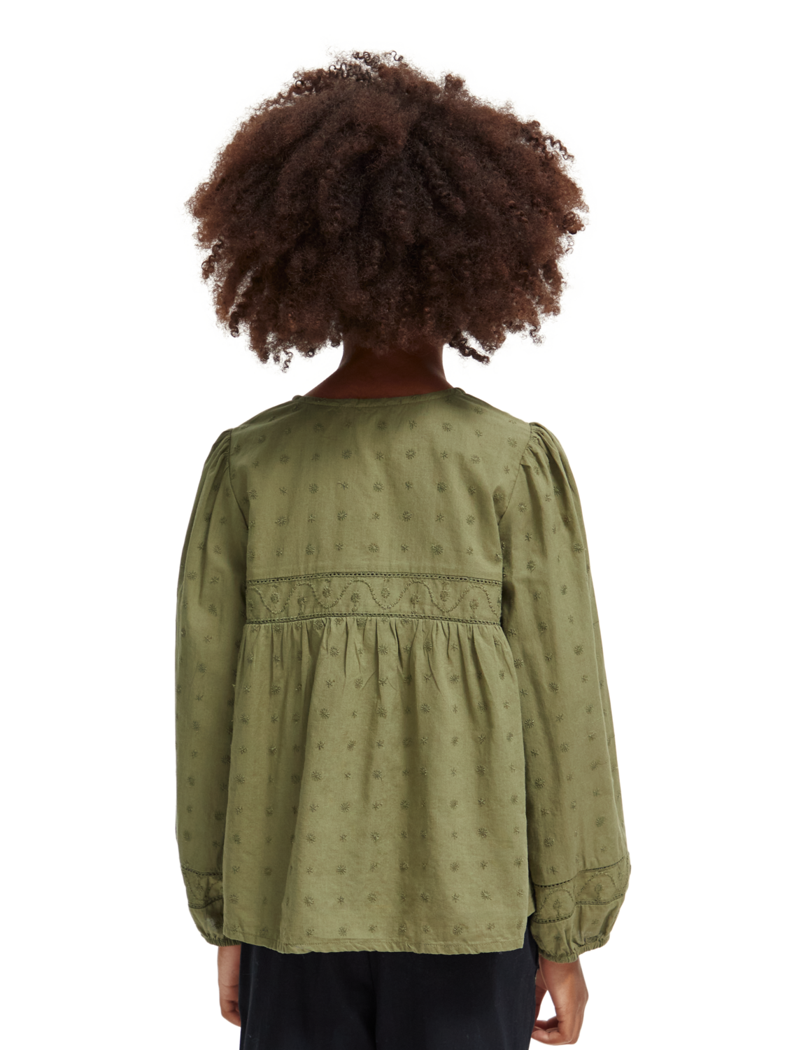 Girls' Broderie Anglaise Paneled Top