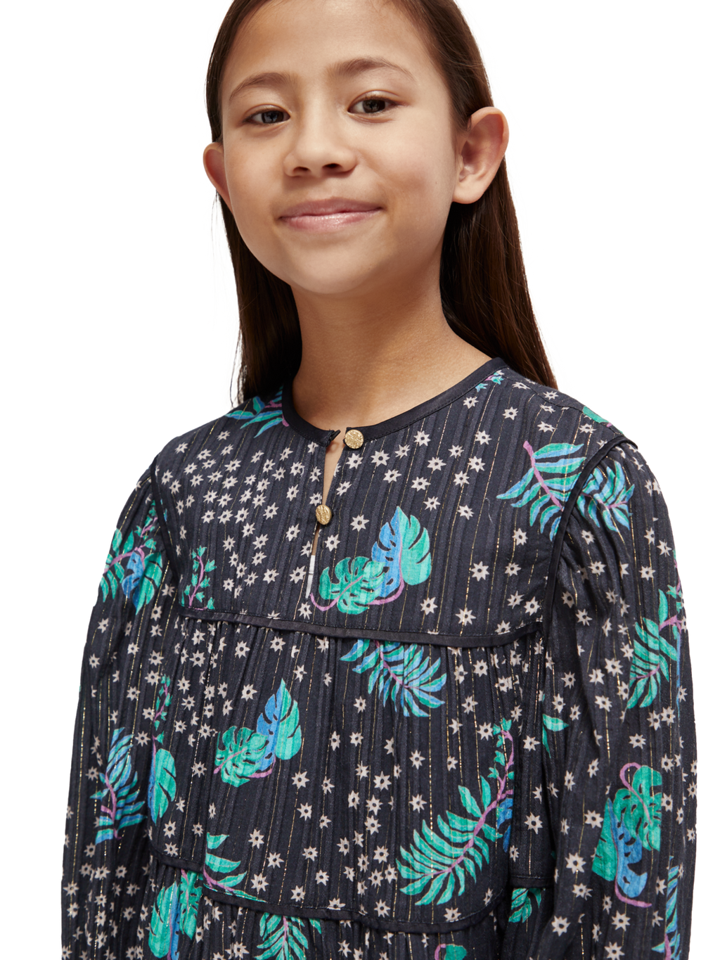 Girls' All-Over Printed Satin Binding Top