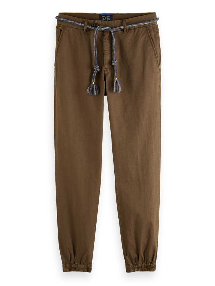 Seasonal Relaxed Fit Garment-Dyed Linen-Blend Chino Jogger