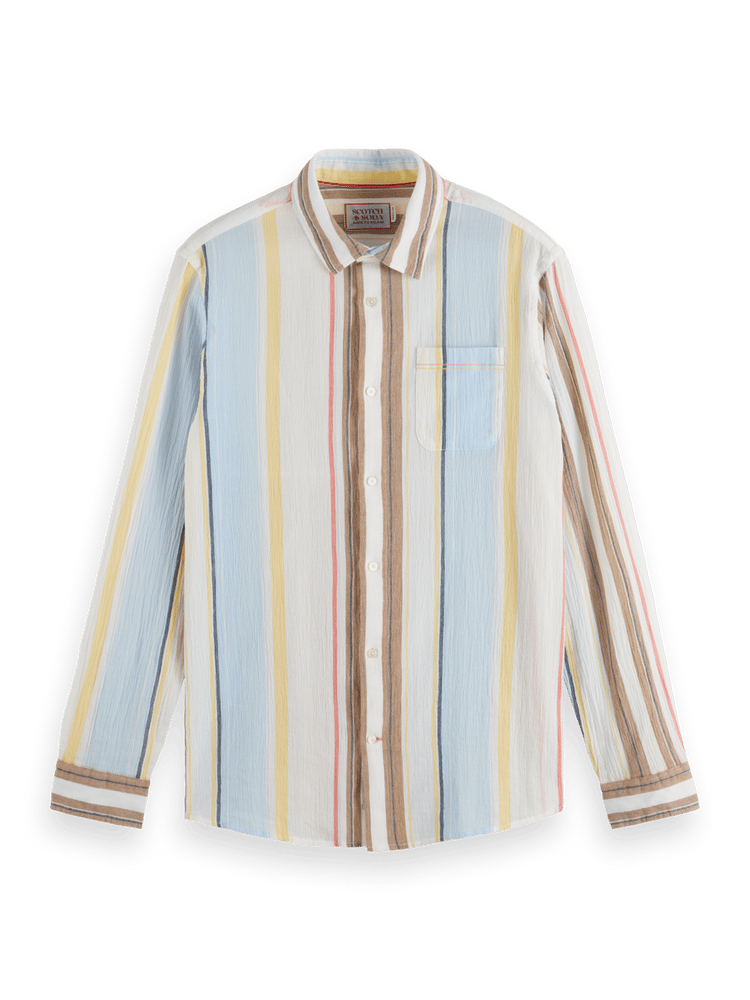 Crinkled Voile Stripe Shirt