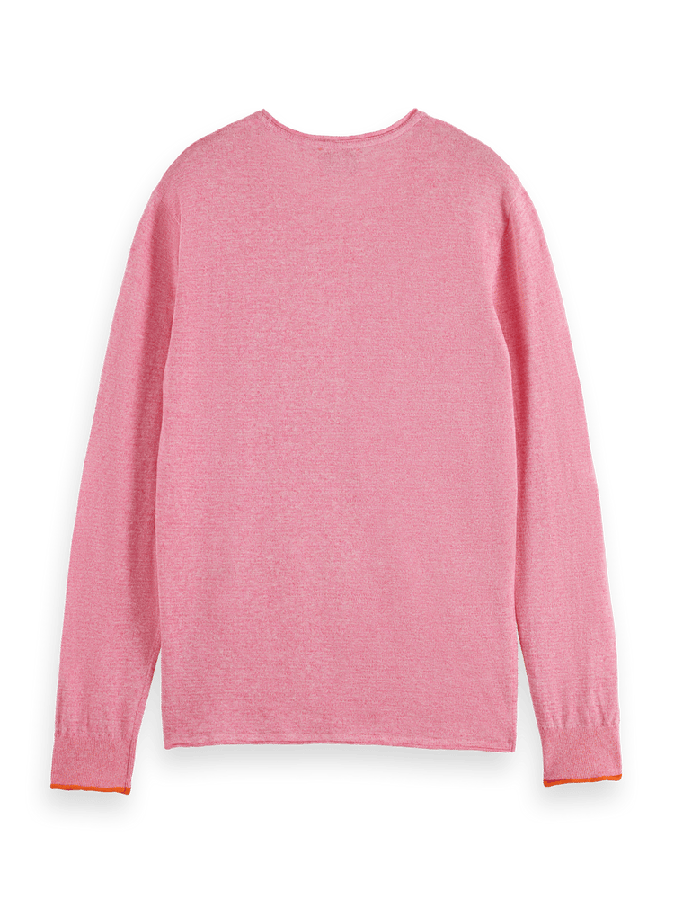 Linen Cotton Blend Crew Neck Pullover