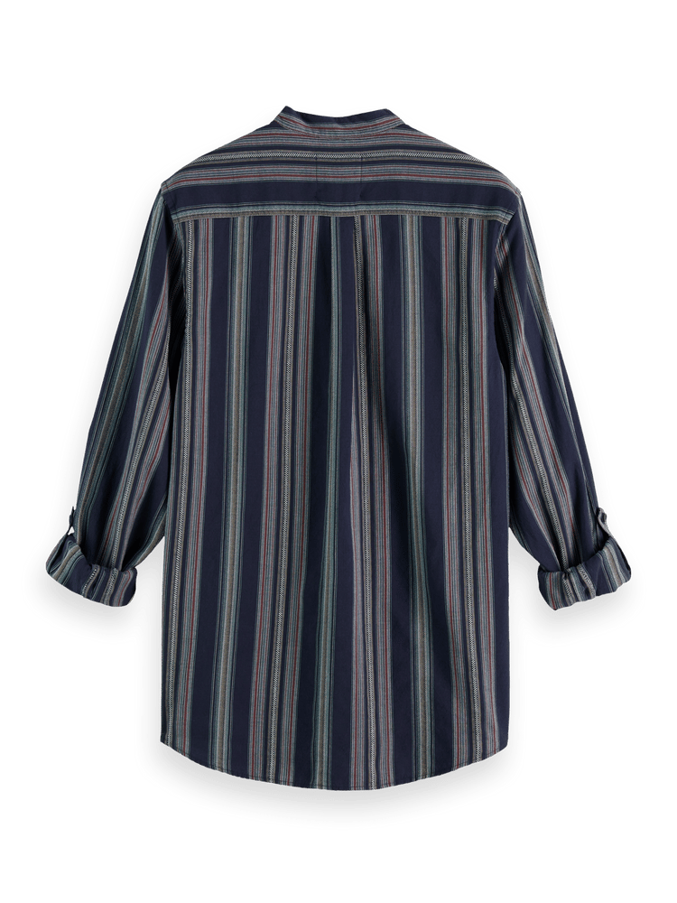 Dobby Striped Standing Collar Shirt Back