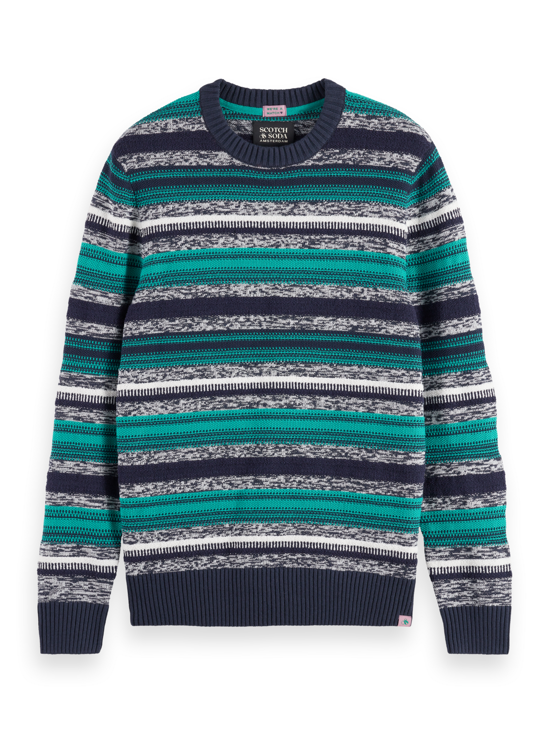 Mixed Yarns Stripes Extra Dropped Shoulder Sweater