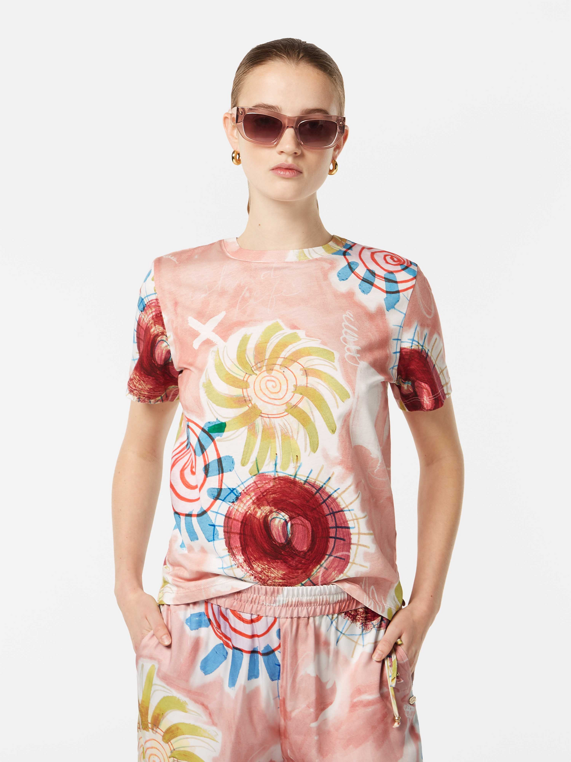 Abstract Sun Printed Regular Fit T-Shirt