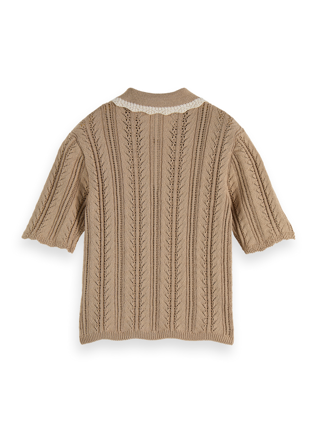 Pointelle collared knitted polo