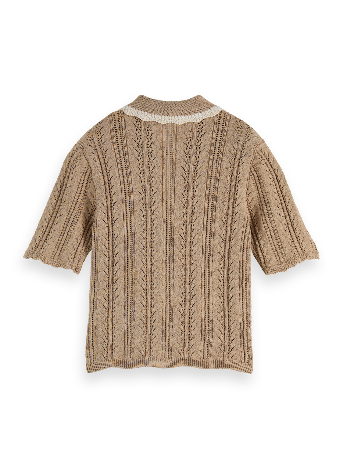 Pointelle collared knitted polo