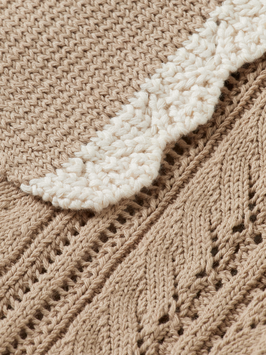 Pointelle collared knitted polo