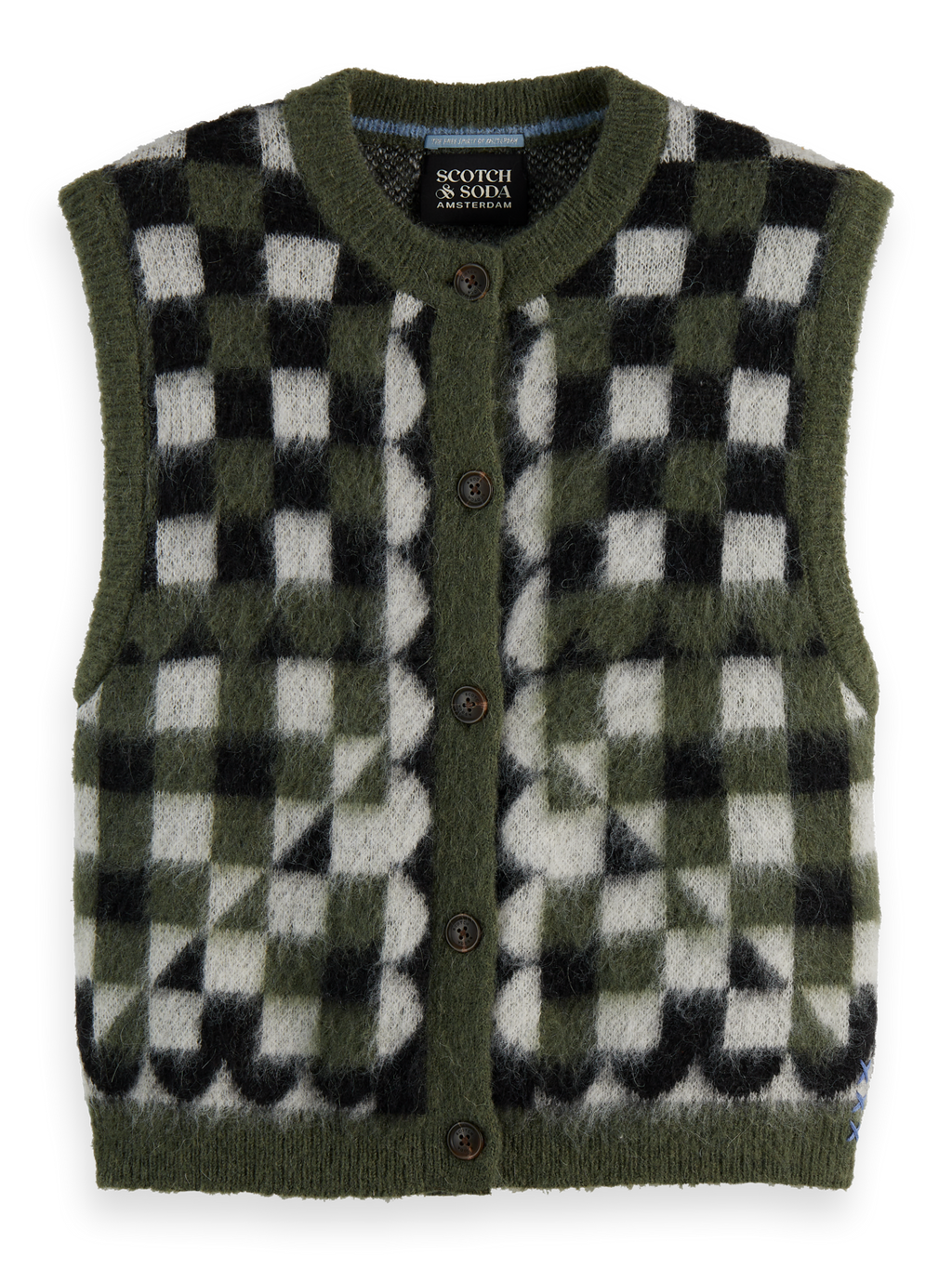 Fuzzy jacquard spencer