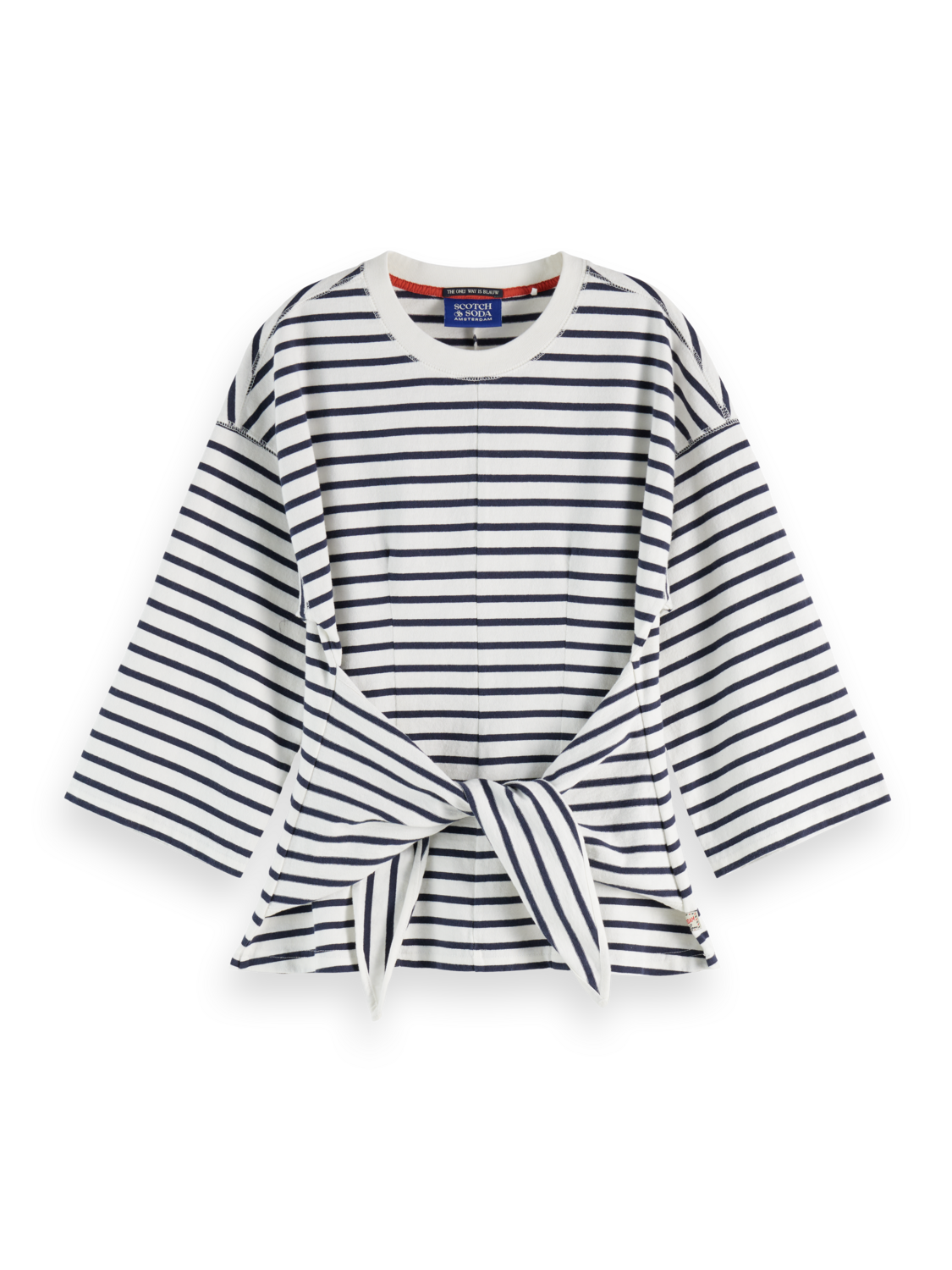 Washed Striped Breton Tee With Shaping Details