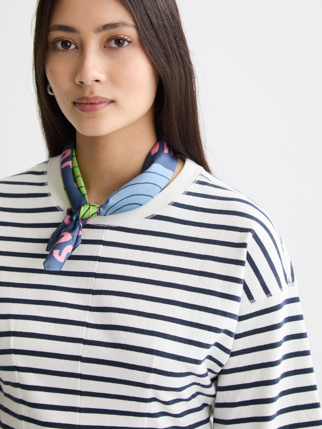 Washed Striped Breton Tee With Shaping Details