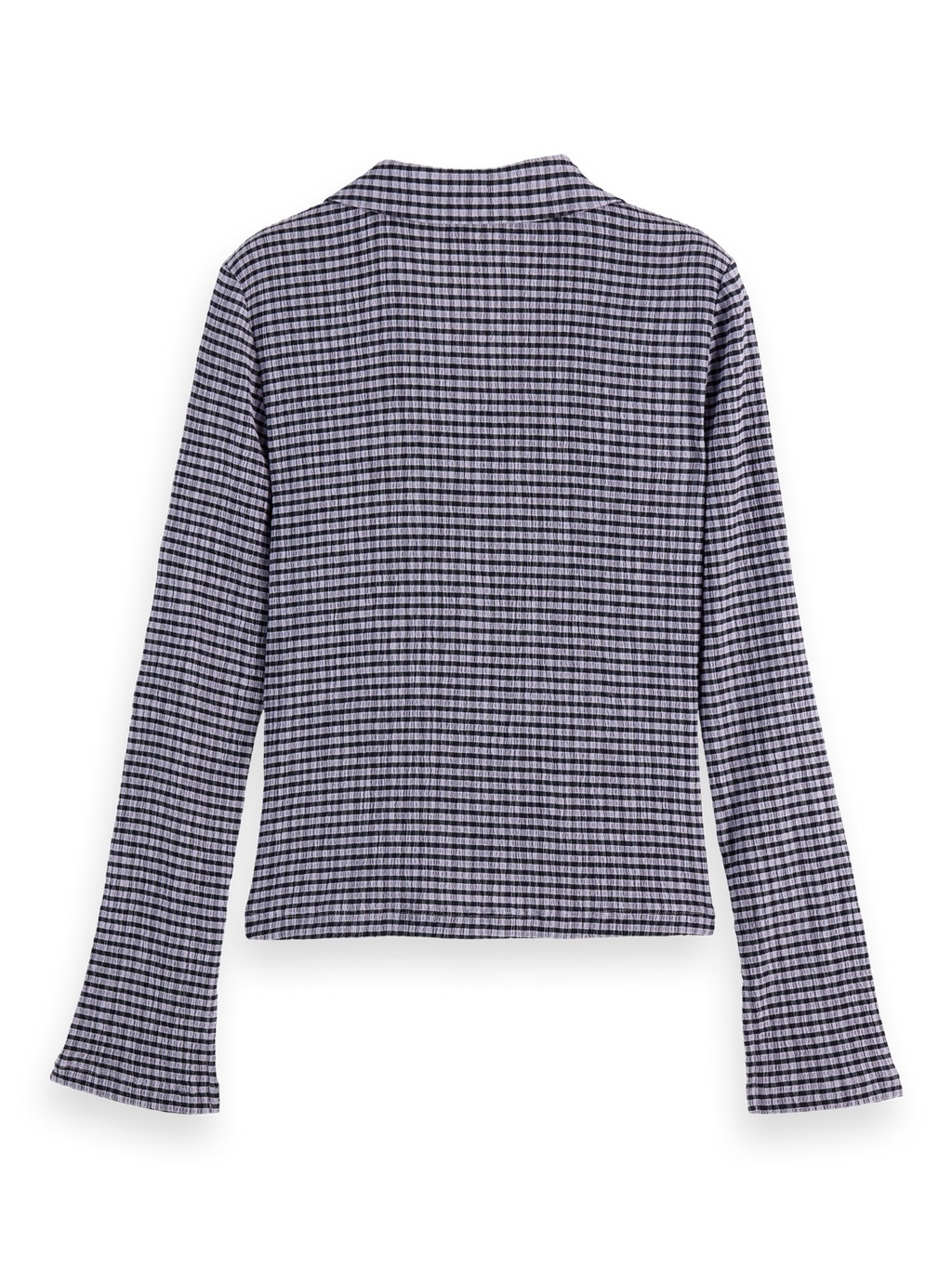 Structured gingham button up long sleeve T-shirt