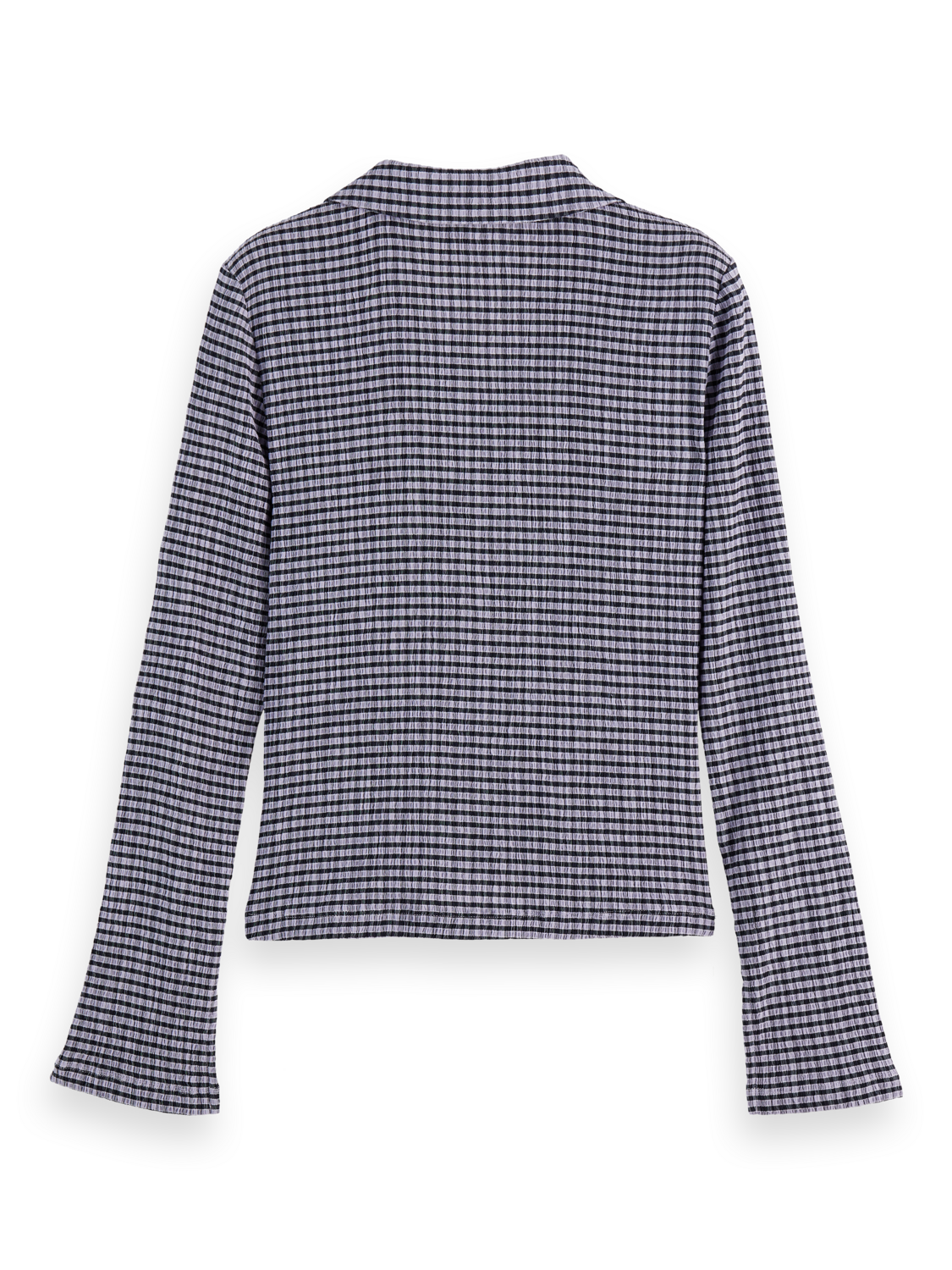 Structured gingham button up long sleeve T-shirt