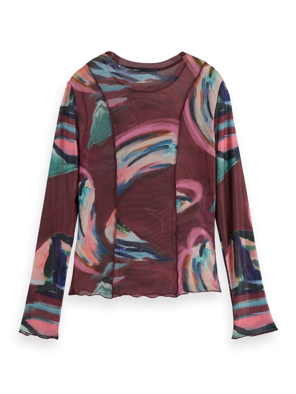 All over printed mesh long sleeve T-shirt