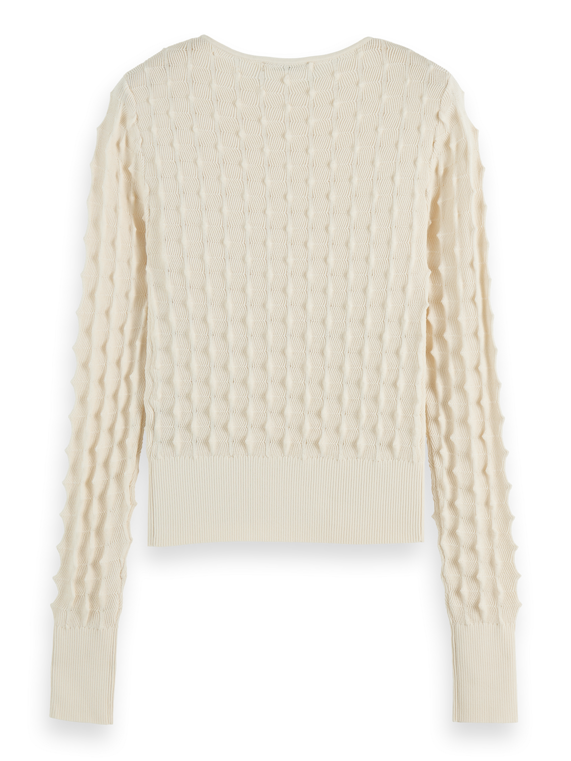 Slash neck textured stitch pullover
