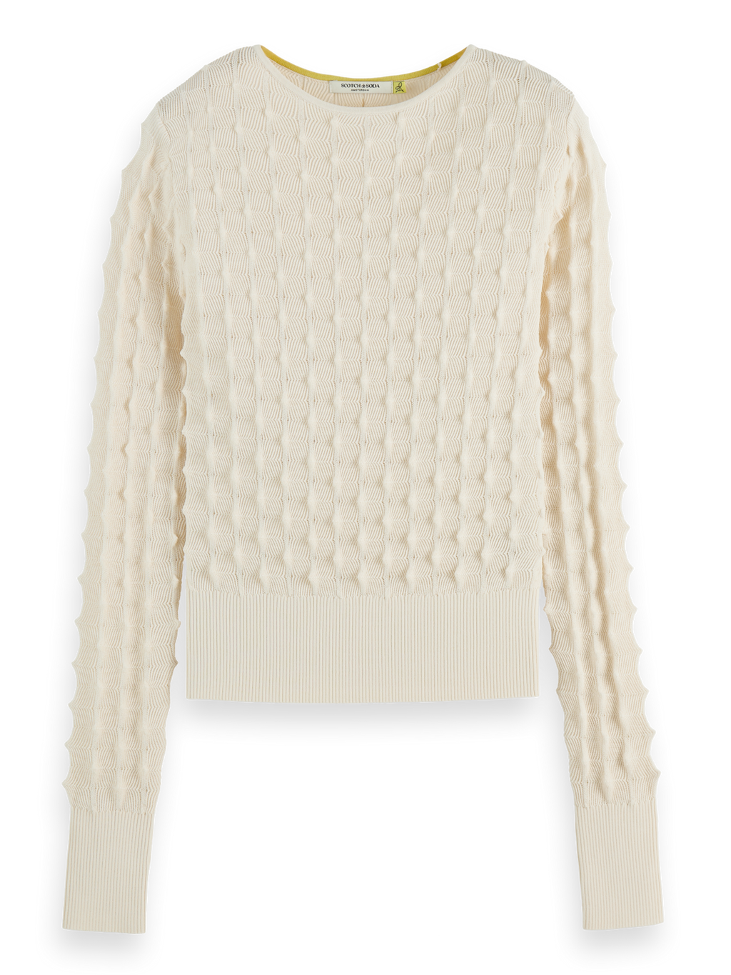 Slash neck textured stitch pullover