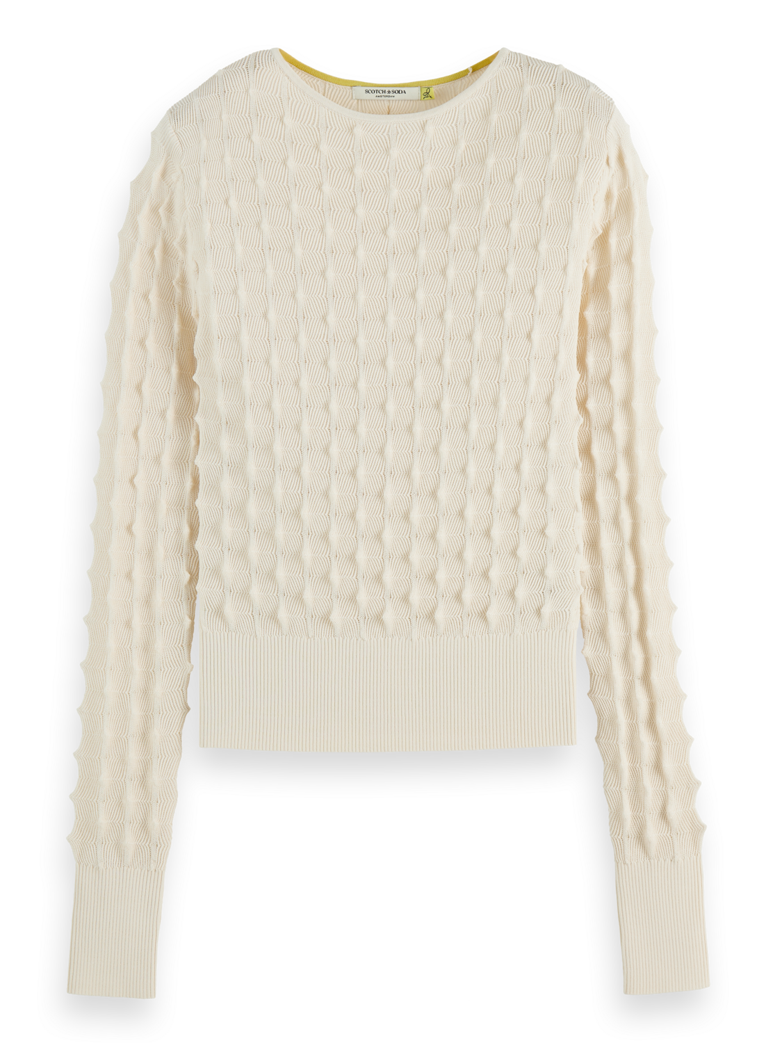 Slash neck textured stitch pullover