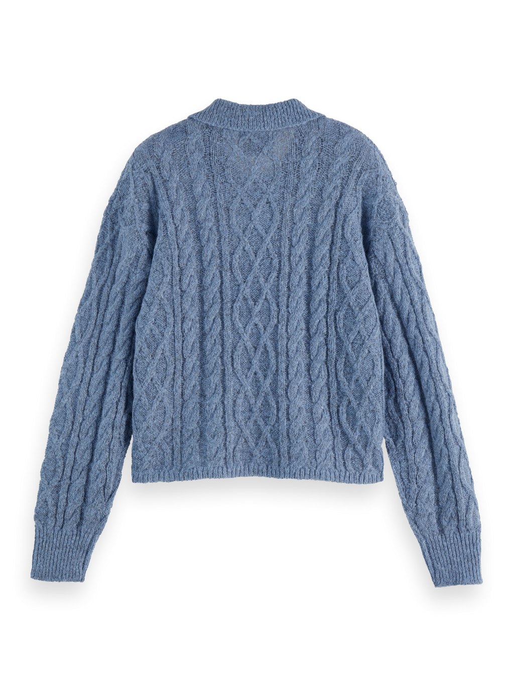 Cable stitch polo neck pullover