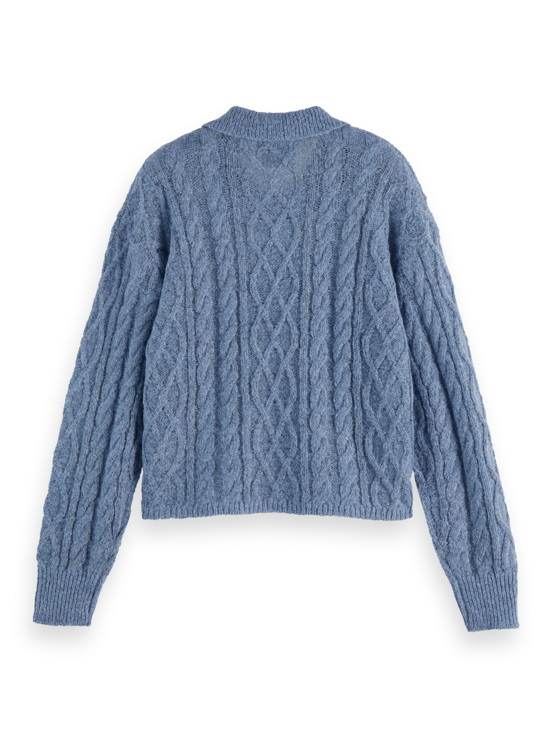 Cable stitch polo neck pullover