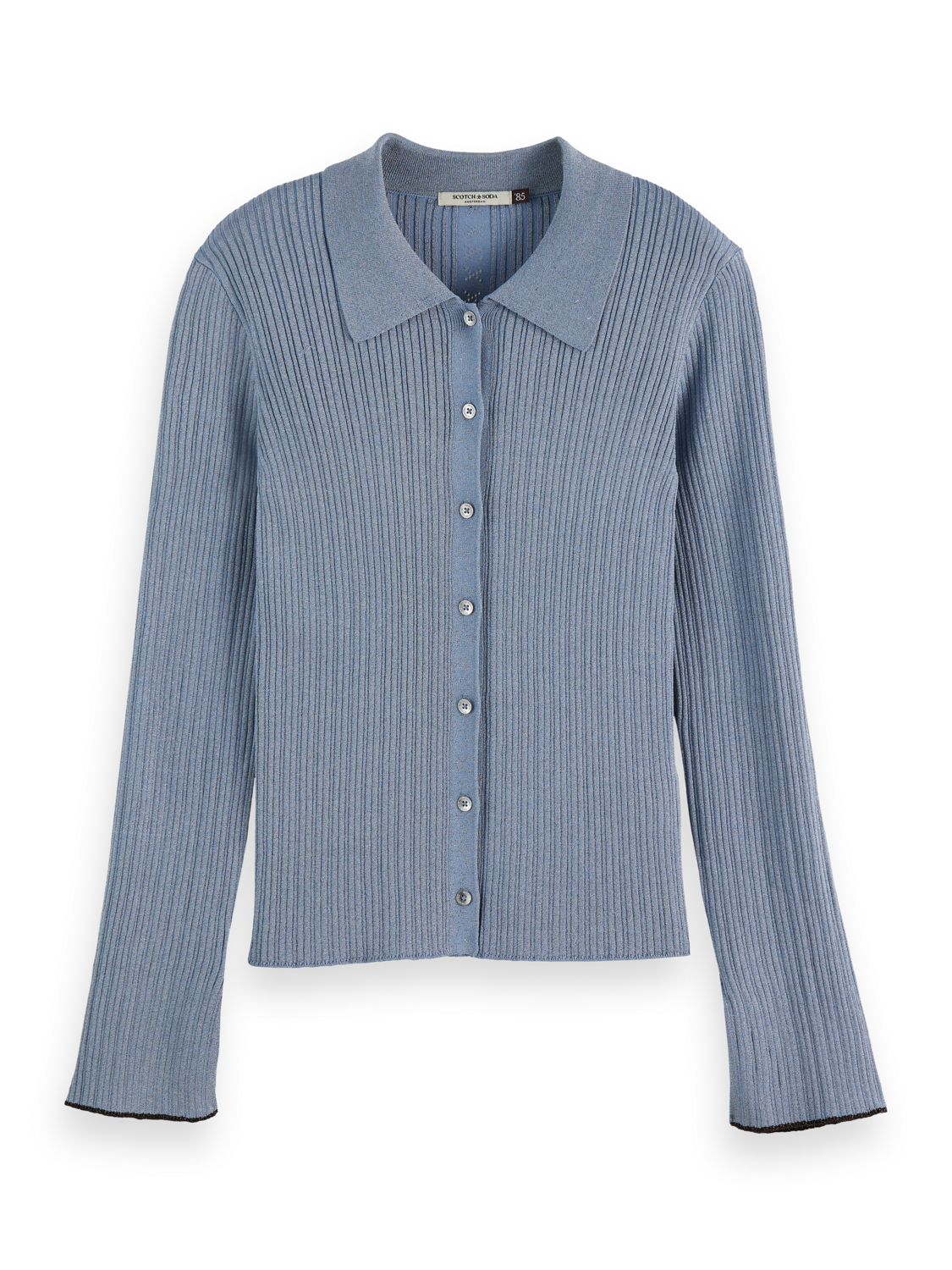 Metallic skinny rib fitted cardigan