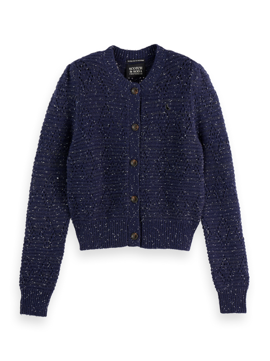 Metallic crew neck cardigan