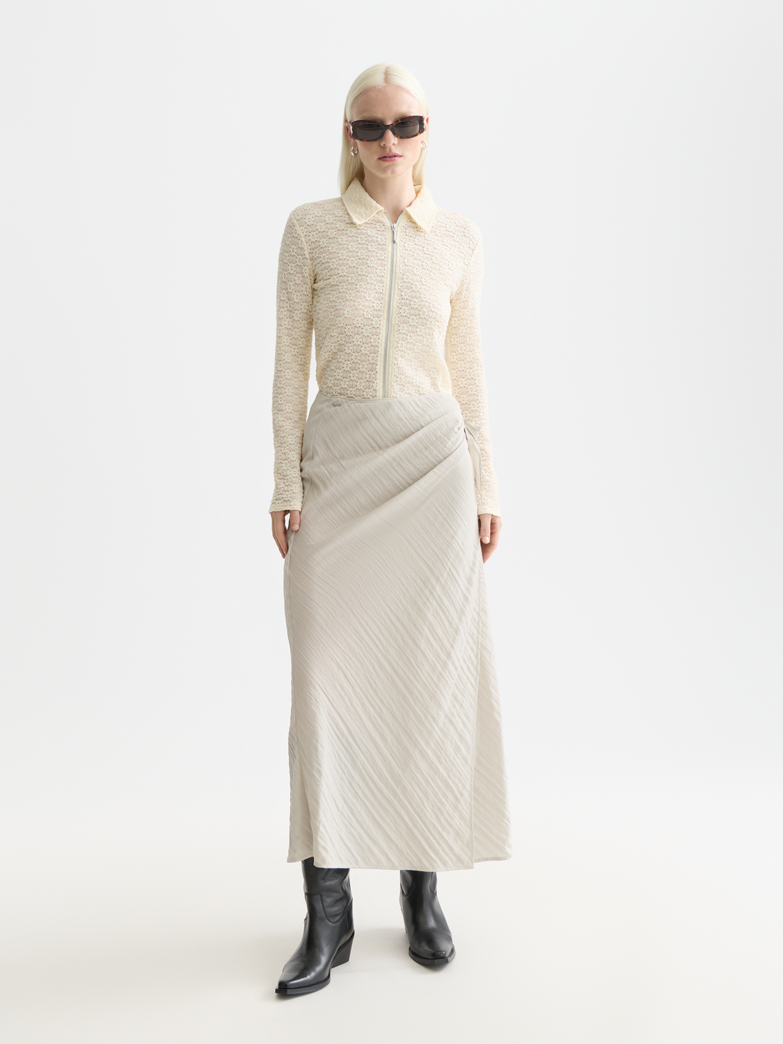 Zip Through Open Structure Long Sleeve T-Shirt