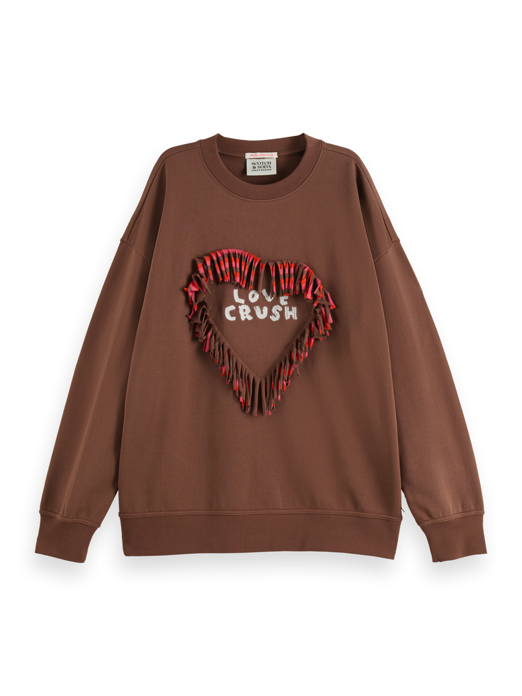 Love Crush Fringed Heart Oversized-Fit Sweatshirt