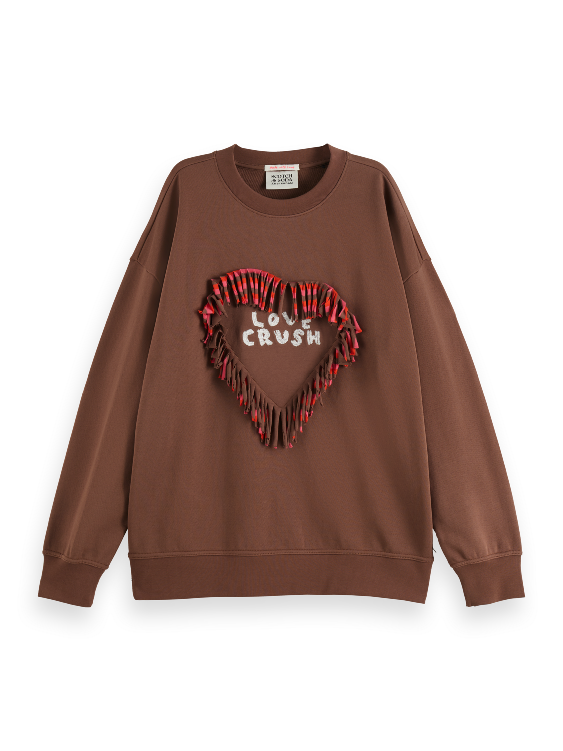 Love Crush Fringed Heart Oversized-Fit Sweatshirt