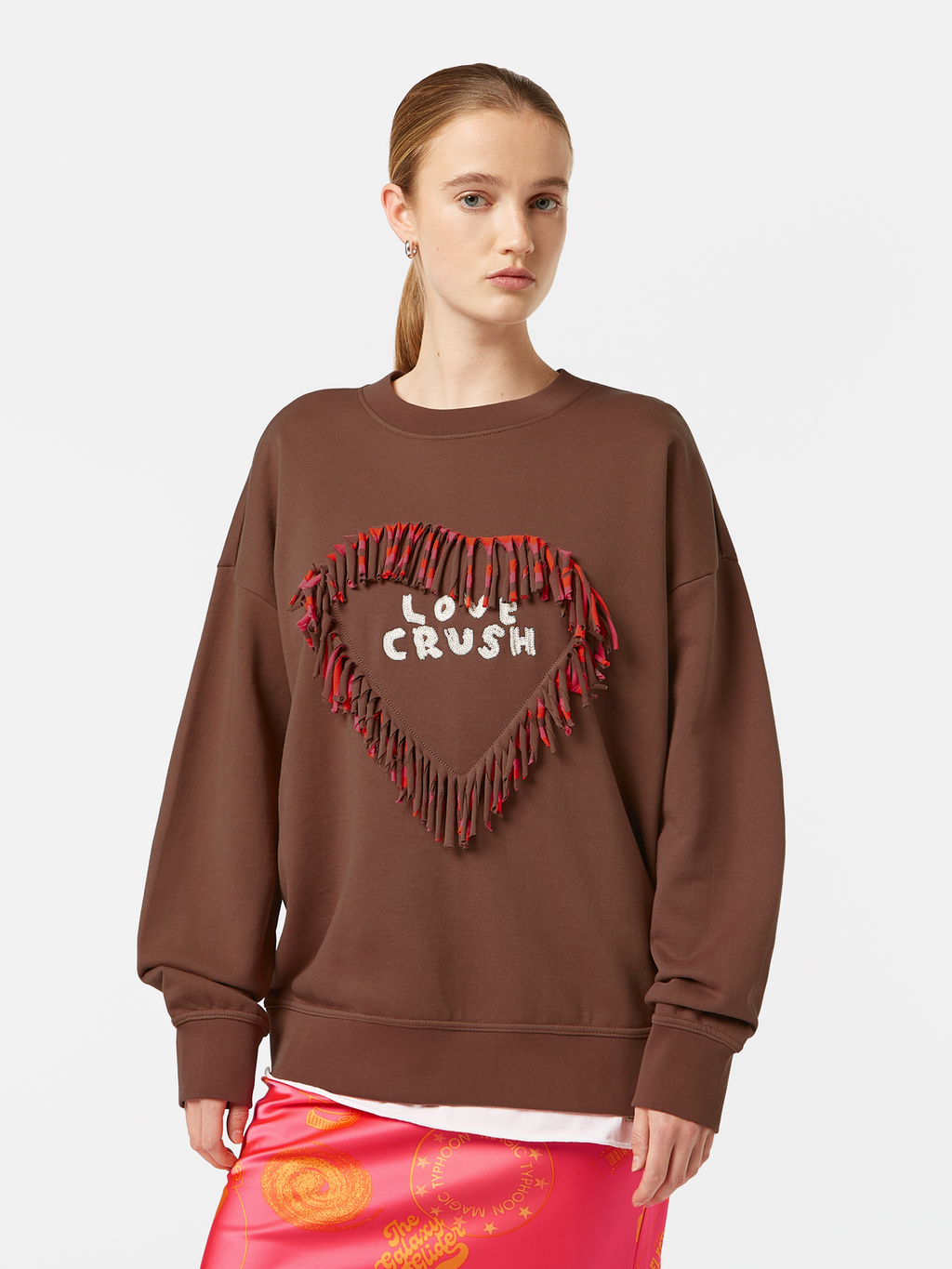Love Crush Fringed Heart Oversized-Fit Sweatshirt