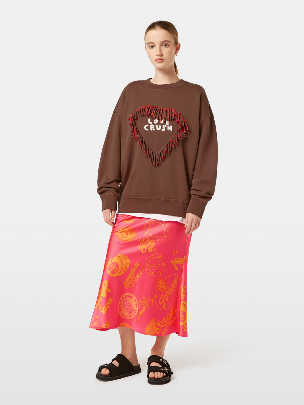 Love Crush Fringed Heart Oversized-Fit Sweatshirt