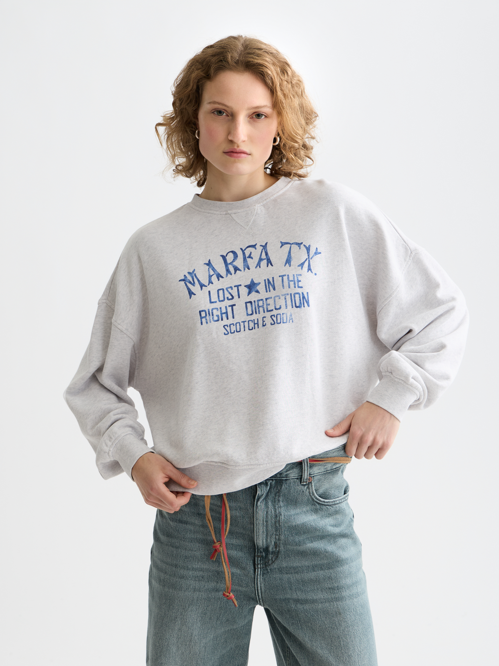 Denim Graphic Oversized Fit Sweatshirt
