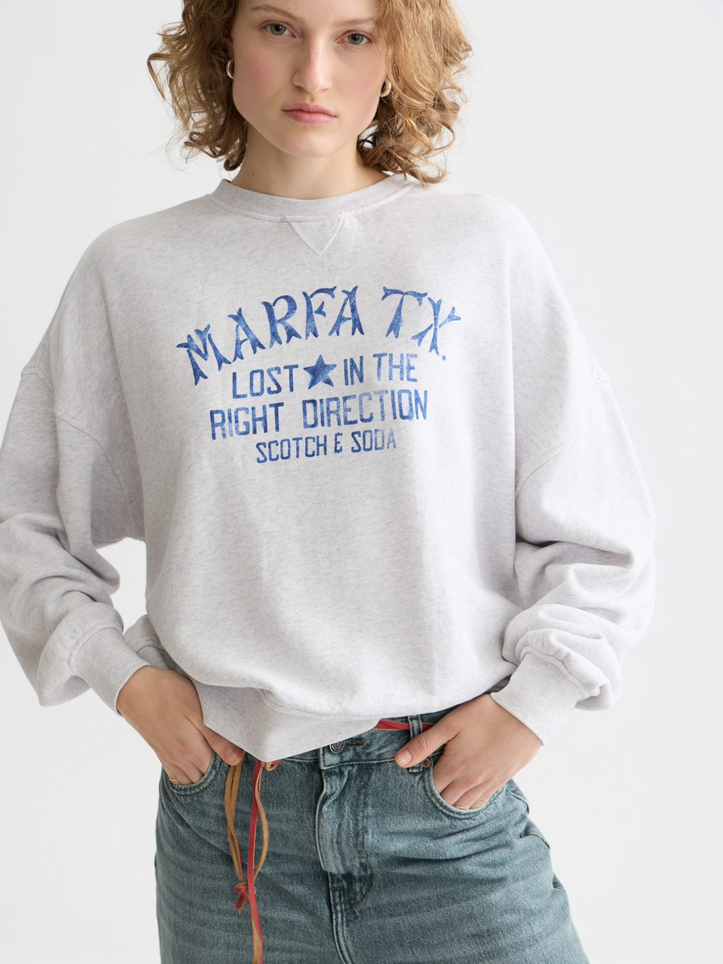 Denim Graphic Oversized Fit Sweatshirt