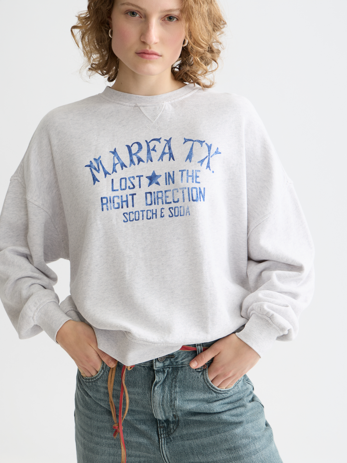 Denim Graphic Oversized Fit Sweatshirt
