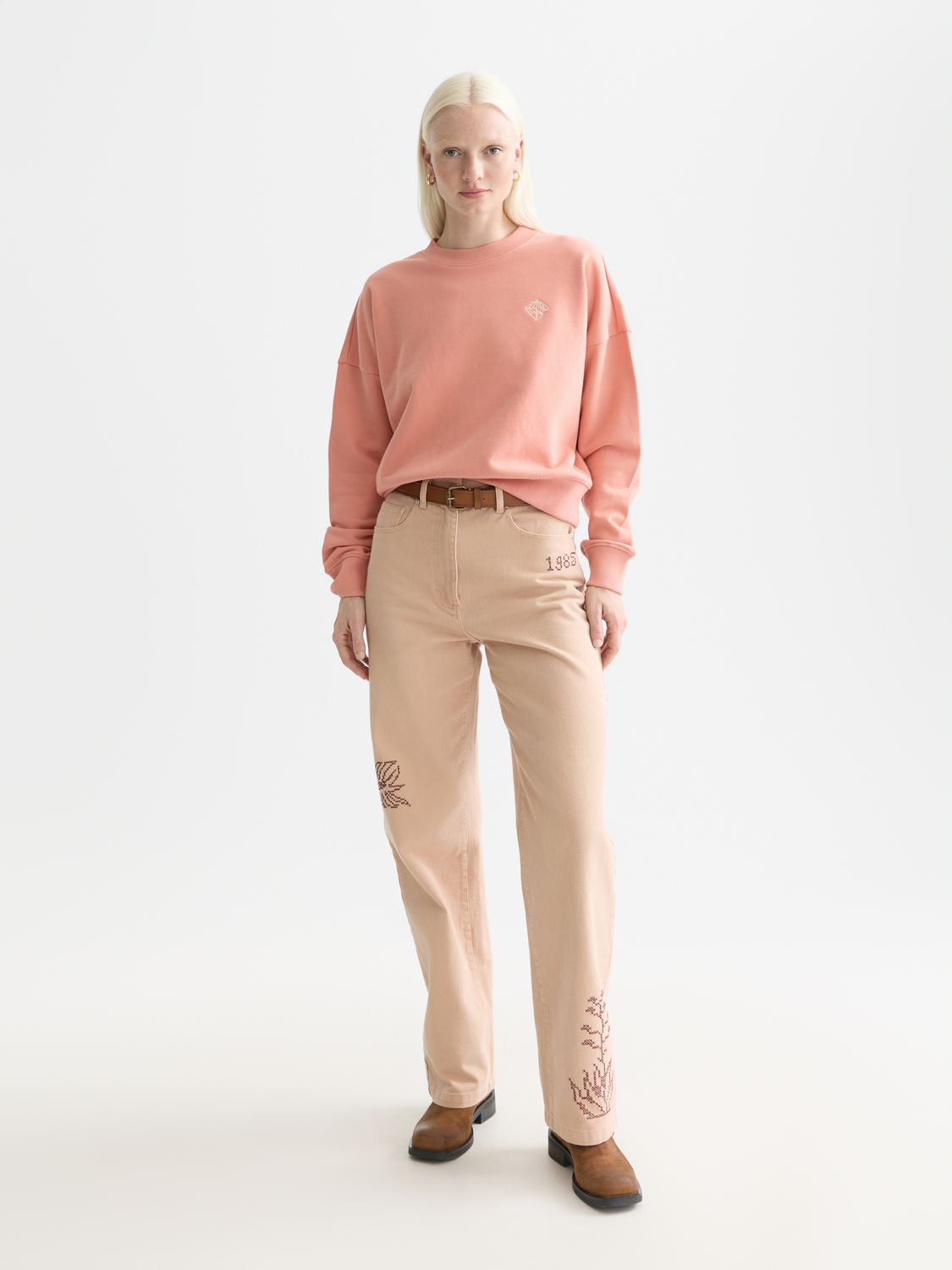 Embroidered Logo Relaxed Fit Sweatshirt