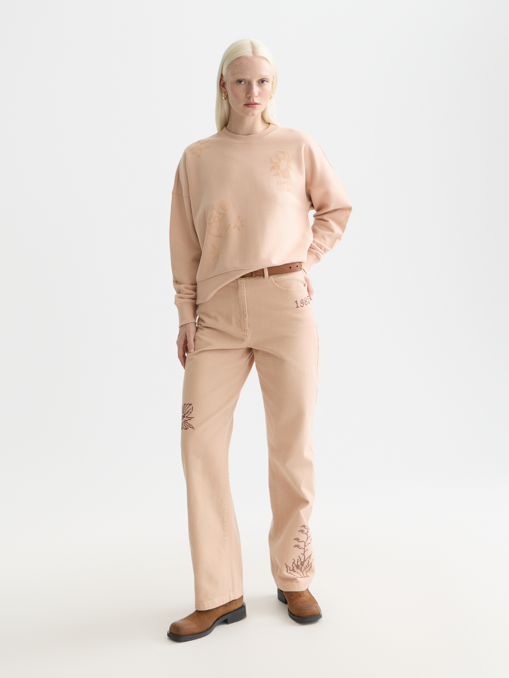 Relaxed Fit Sweatshirt With Flock Print