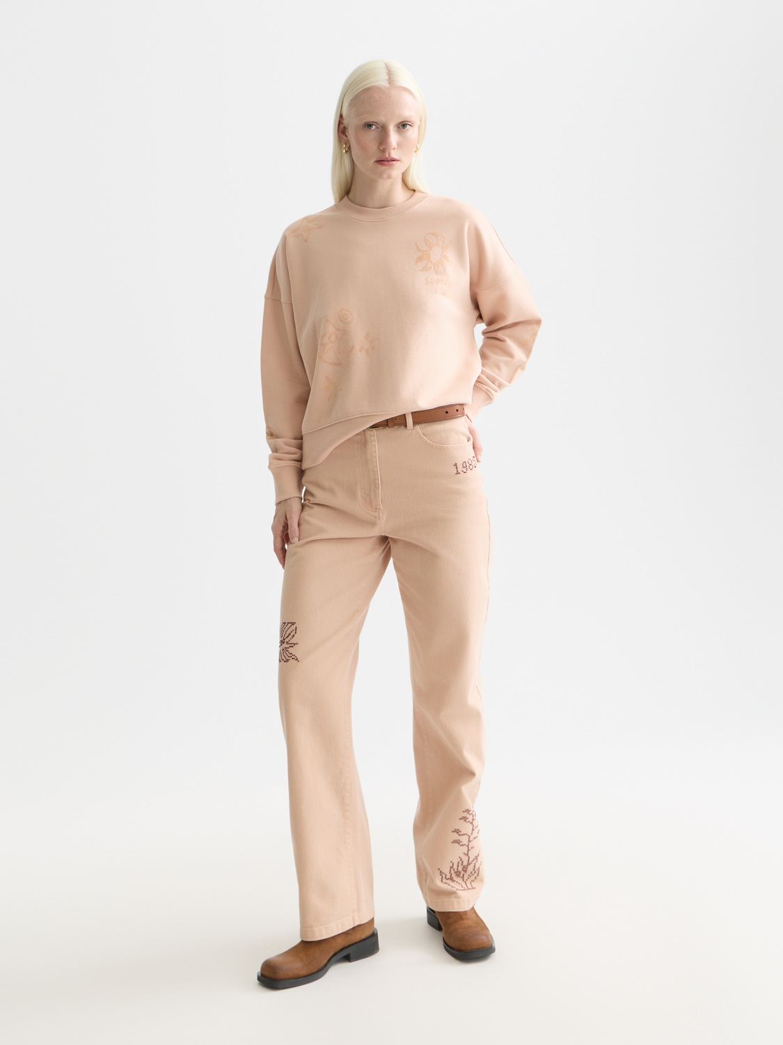 Relaxed Fit Sweatshirt With Flock Print