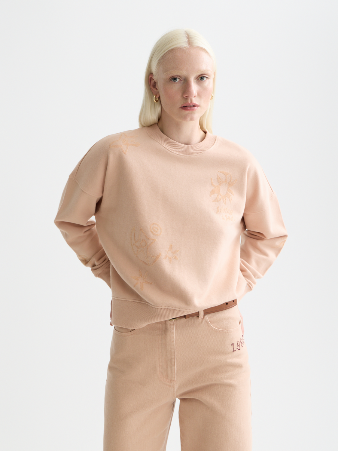 Relaxed Fit Sweatshirt With Flock Print