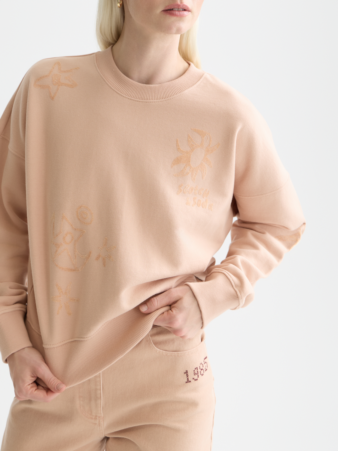 Relaxed Fit Sweatshirt With Flock Print