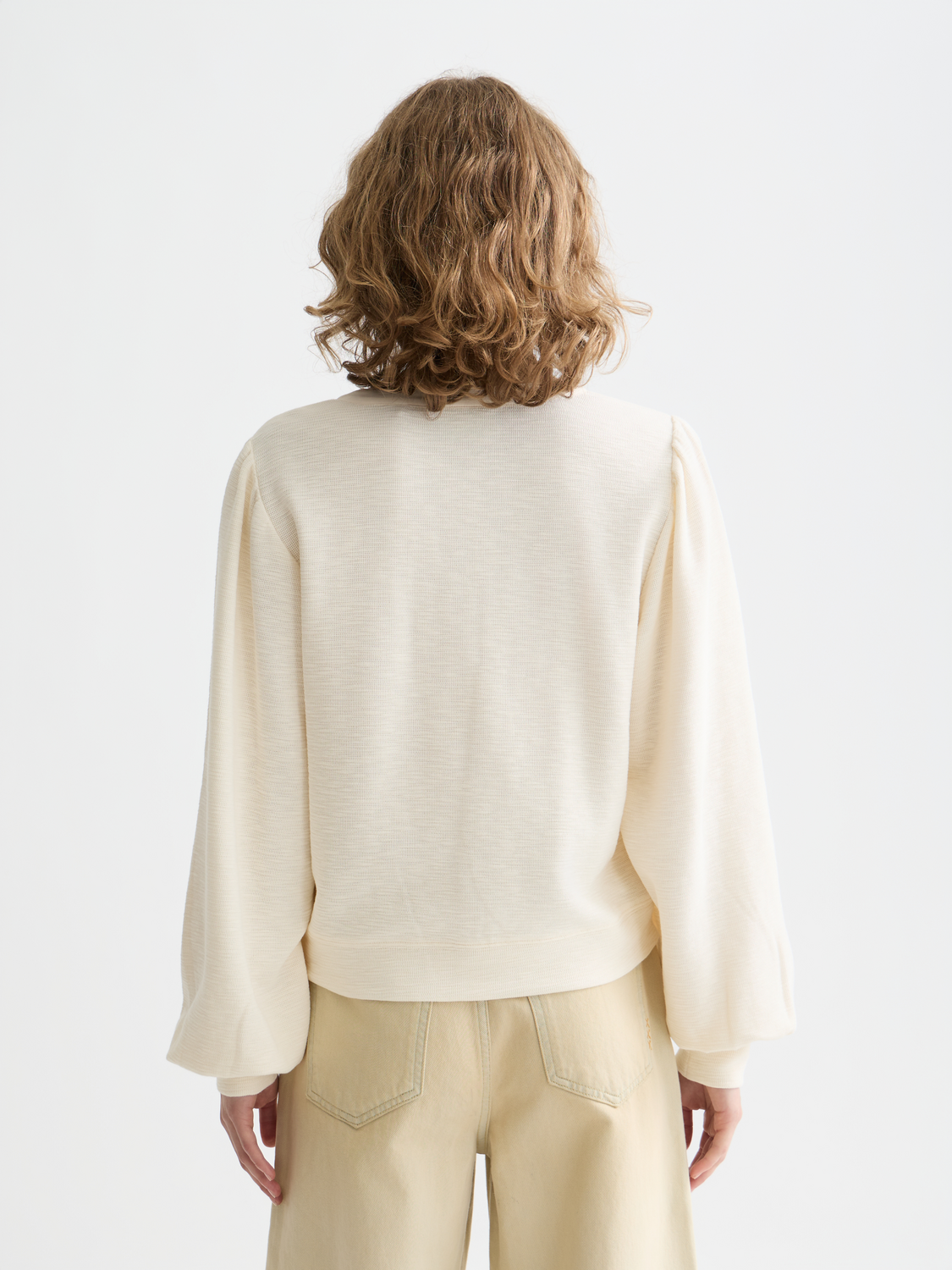 Open Neck Sweatshirt With Woven Front Placket